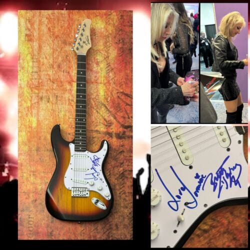 GFA BRITT LIGHTNING & LORRAINE LEWIS * VIXEN * BAND SIGNED ELECTRIC GUITAR COA COLLECTIBLE MEMORABILIA