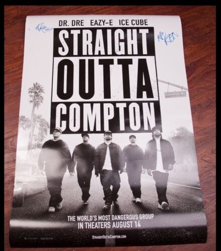 GFA N.W.A. DJ YELLA MC REN * STRAIGHT OUTTA COMPTON * SIGNED MOVIE POSTER COA COLLECTIBLE MEMORABILIA