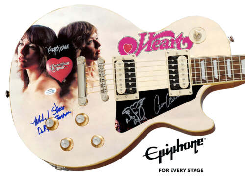 HEART AUTOGRAPHED EPIPHONE LES PAUL CUSTOM GRAPHICS GUITAR EXACT PROOF ACOA COLLECTIBLE MEMORABILIA