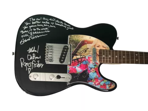 HEART BAND AUTOGRAPHED FENDER GUITAR WITH BARRACUDA LYRICS COLLECTIBLE MEMORABILIA