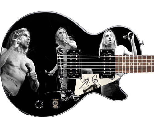 IGGY POP AUTOGRAPHED “LIVE & WILD” CUSTOM GIBSON EPIPHONE GRAPHICS GUITAR COLLECTIBLE MEMORABILIA