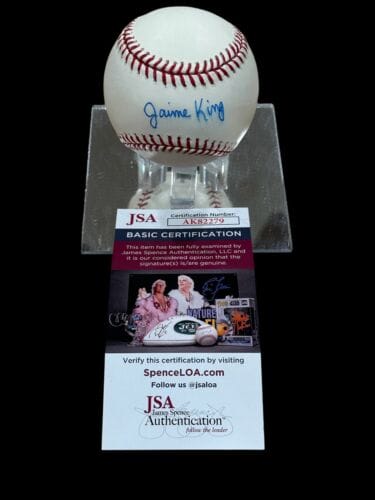 JAIME KING MY BLOODY VALENTINE SIN CITY SEXY MODEL SIGNED AUTOGRAPH BASEBALL JSA COLLECTIBLE MEMORABILIA
