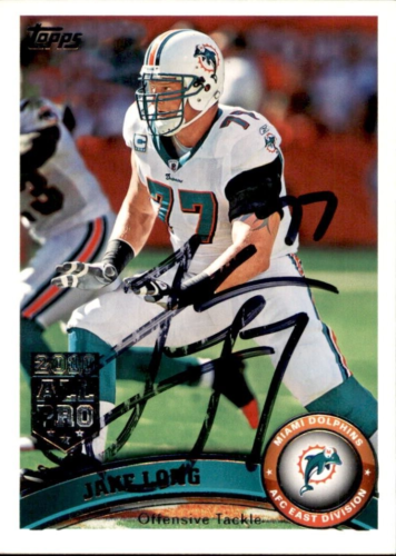 JAKE LONG SIGNED 2011 TOPPS 2010 ALL PRO CARD #24 MIAMI DOLPHINS COLLECTIBLE MEMORABILIA