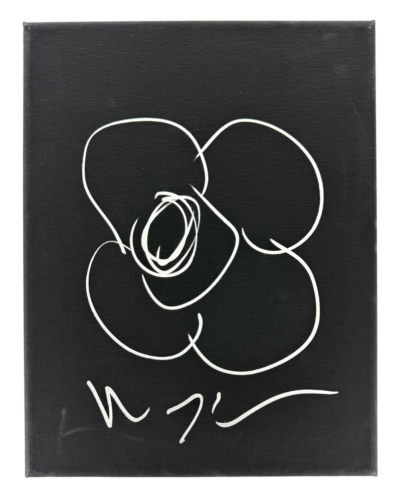 JEFF KOONS SIGNED AUTOGRAPH 11×14 CANVAS W/ ORIGINAL ART FLOWER SKETCH JSA COA COLLECTIBLE MEMORABILIA