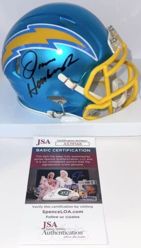 JIM HARBAUGH SIGNED AUTOGRAPHED LOS ANGELES CHARGERS FLASH MINI HELMET JSA COA COLLECTIBLE MEMORABILIA