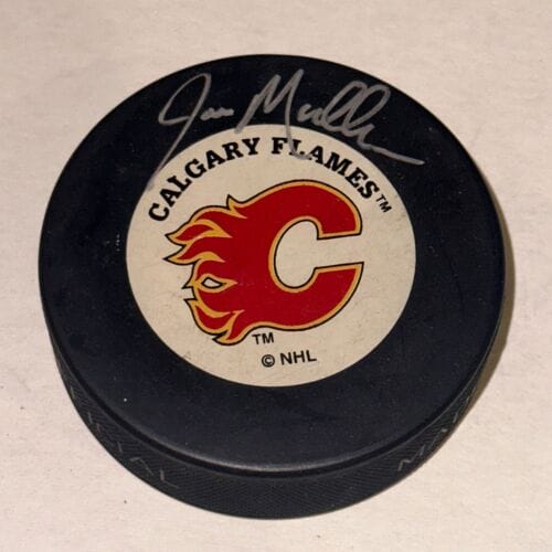 JOE MULLEN SIGNED CALGARY FLAMES PUCK BECKETT AUTHENTICATED BAS COLLECTIBLE MEMORABILIA