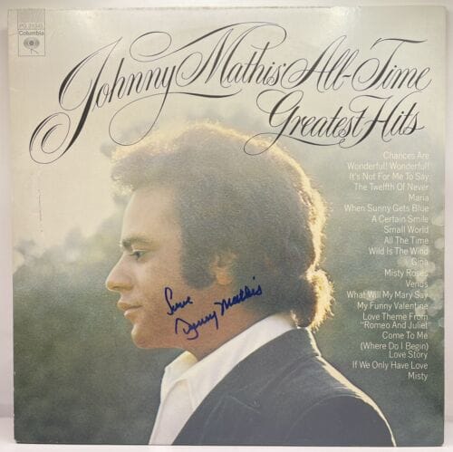 JOHNNY MATHIS SIGNED AUTOGRAPHED VINYL RECORD ALBUM ALL TIME GREATEST HITS JSA COLLECTIBLE MEMORABILIA