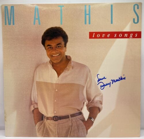 JOHNNY MATHIS SIGNED AUTOGRAPHED VINYL RECORD ALBUM LOVE SONGS JSA COLLECTIBLE MEMORABILIA
