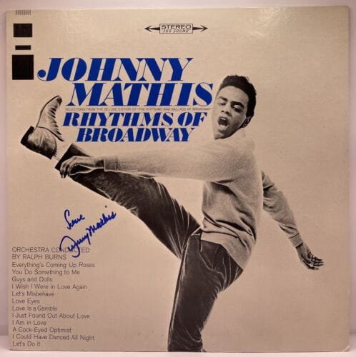 JOHNNY MATHIS SIGNED AUTOGRAPHED VINYL RECORD ALBUM RHYTHMS OF BROADWAY JSA COLLECTIBLE MEMORABILIA