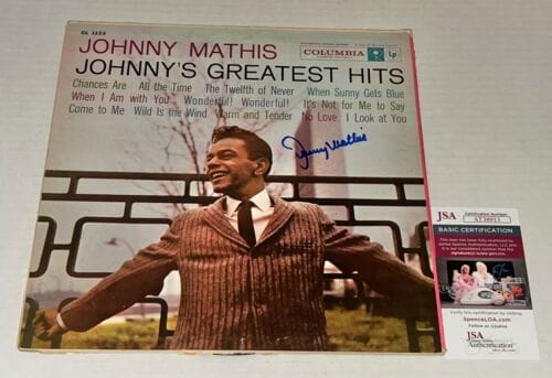 JOHNNY MATHIS SIGNED JOHNNY’S GREATEST HITS ALBUM VINYL AUTOGRAPHED #2 JSA COA COLLECTIBLE MEMORABILIA
