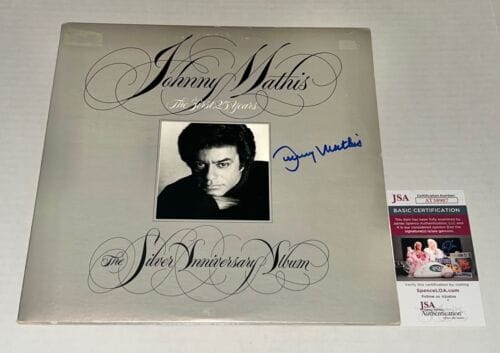JOHNNY MATHIS SIGNED THE SILVER ANNIVERSARY VINYL ALBUM COVER AUTOGRAPHED JSA COLLECTIBLE MEMORABILIA