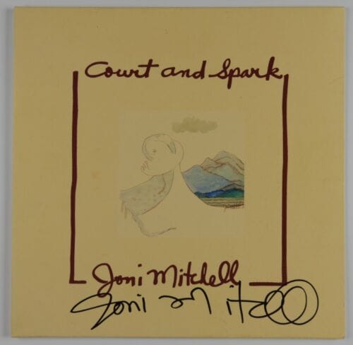 JONI MITCHELL AUTOGRAPH JSA SIGNED RECORD VINYL ALBUM COURT AND SPARK COLLECTIBLE MEMORABILIA