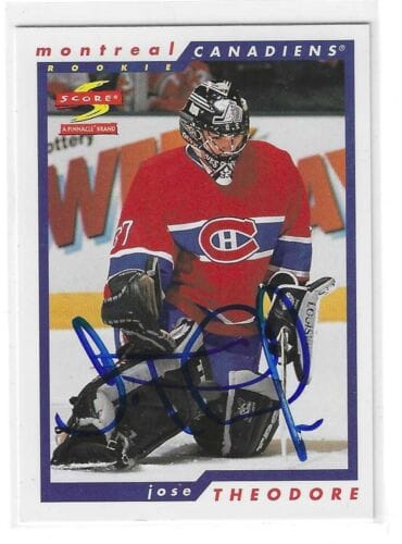 JOSE THEODORE SIGNED 1996/97 SCORE CARD #267 MONTREAL CANADIENS COLLECTIBLE MEMORABILIA