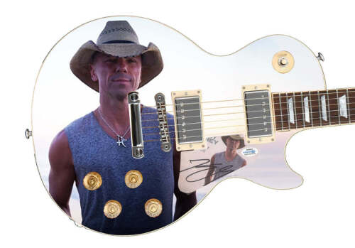 KENNY CHESNEY AUTOGRAPHED SIGNED CUSTOM PHOTO GRAPHICS GUITAR ACOA ACOA COLLECTIBLE MEMORABILIA