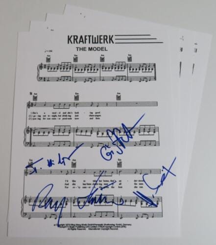 Kraftwerk Signed Autograph Auto The Model Sheet Music By 4 Jsa Autographia 0563