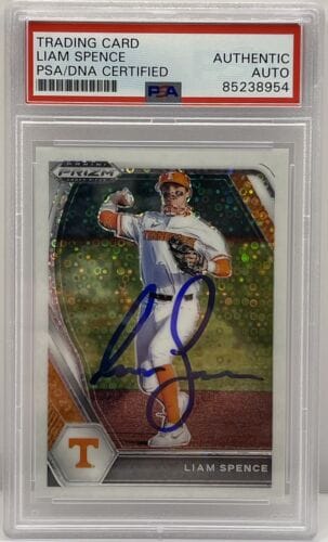 LIAM SPENCE SIGNED 2022 PRIZM WHITE #/D 50 ROOKIE CARD CHICAGO CUBS PSA/DNA SLAB COLLECTIBLE MEMORABILIA