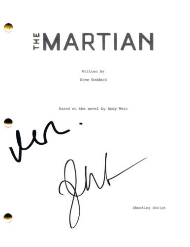 MATT DAMON & JESSICA CHASTAIN SIGNED AUTOGRAPH THE MARTIAN FULL MOVIE SCRIPT COLLECTIBLE MEMORABILIA