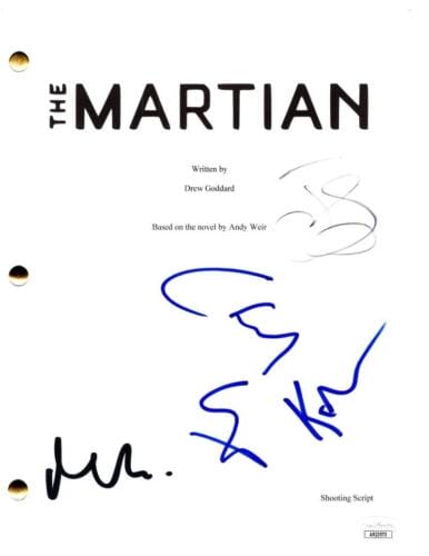 MATT DAMON KATE MATA JEFF DANIELS +1 SIGNED AUTOGRAPH THE MARTIAN SCRIPT W/ JSA COLLECTIBLE MEMORABILIA