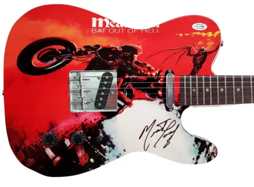 MEAT LOAF SIGNED BAT OUT OF HELL ALBUM LP GRAPHICS GUITAR EXACT VIDEO PROOF COLLECTIBLE MEMORABILIA