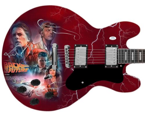 MICHAEL J. FOX AUTOGRAPHED BACK TO THE FUTURE PHOTO GRAPHICS GUITAR ACOA COLLECTIBLE MEMORABILIA