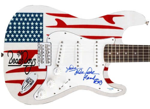 MIKE LOVE OF THE BEACH BOYS SIGNED CUSTOM GRAPHICS GUITAR ACOA COLLECTIBLE MEMORABILIA