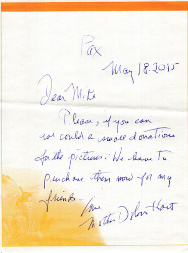 MOTHER DOLORES HART HAND SIGNED+HAND WRITTEN 5×7 NOTE+COA ACTRESS TURNED NUN COLLECTIBLE MEMORABILIA