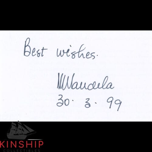 Nelson Mandela signed 3x5 Cut JSA LOA South Africa Inscribed Auto Grade 10 Z1580