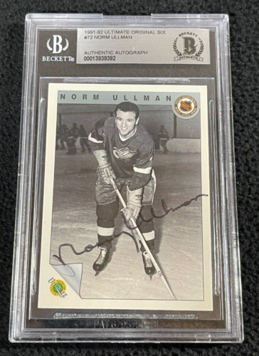 NORM ULLMAN SIGNED 1991/92 ULTIMATE ORIGINAL 6 CARD BECKETT CERTIFIED WINGS COLLECTIBLE MEMORABILIA