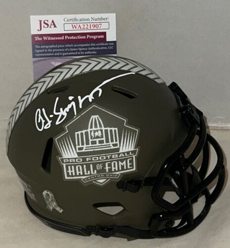 O.J. Simpson signed Hall Of Fame Salute To Service mini helmet JSA Witnessed