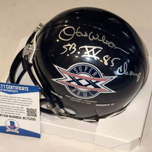 OTIS WILSON (BEARS) SIGNED SUPER BOWL XX MINI-HELMET W/ BECKETT COA & INSCRIP COLLECTIBLE MEMORABILIA