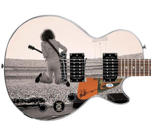 PETER FRAMPTON SIGNED GIBSON EPIPHONE LES PAUL PHOTO GRAPHICS GUITAR ACOA ACOA COLLECTIBLE MEMORABILIA