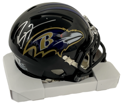 RAY LEWIS SIGNED BALTIMORE RAVENS REPLICA MINI SPEED HELMET AUTOGRAPH BECKETT COLLECTIBLE MEMORABILIA