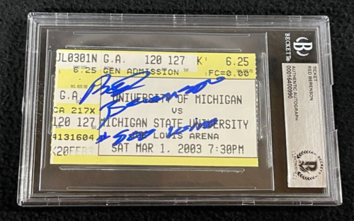 RED BERENSON SIGNED MICHIGAN WOLVERINES 500TH WIN TICKET BECKETT CERTIFIED COLLECTIBLE MEMORABILIA