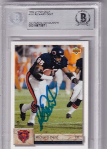 RICHARD DENT SIGNED (1992 UPPER DECK) CHICAGO BEARS FOOTBALL CARD BECKETT BAS COLLECTIBLE MEMORABILIA