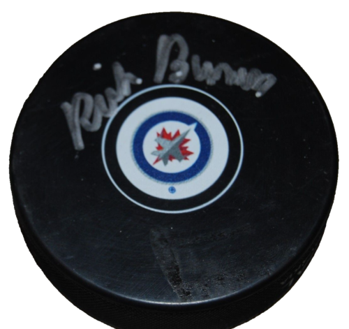 RICK BOWNESS signed (WINNIPEG JETS) autographed hockey puck BECKETT BAS BJ54499