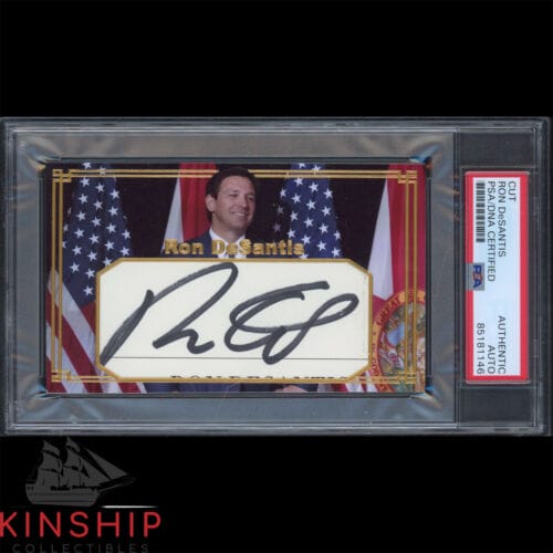 Ron DeSantis signed Cut 3x5 Custom Card PSA DNA Slab Poss President Auto C2730