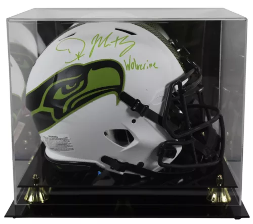 SEAHAWKS DK METCALF WOLVERINE SIGNED LUNAR F/S SPEED PROLINE HELMET W CASE BAS W COLLECTIBLE MEMORABILIA
