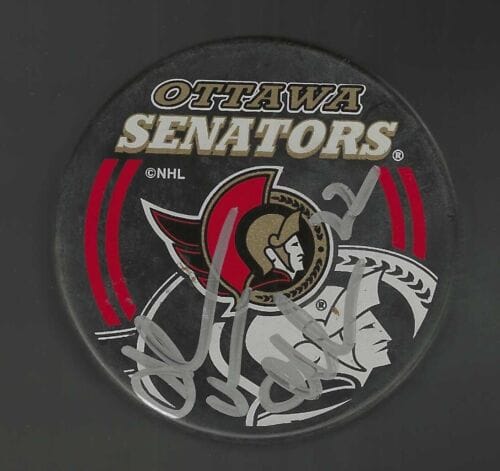 SHAUN VAN ALLEN SIGNED OTTAWA SENATORS SOUVENIR PUCK COLLECTIBLE MEMORABILIA
