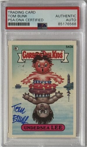 SIGNED 1988 TOPPS 543A GARBAGE PAIL KIDS GPK UNDERSEA LEE TOM BUNK PSA DNA COA COLLECTIBLE MEMORABILIA