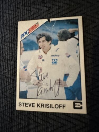 SIGNED TRADING CARD INDY 500 CAR INDIANAPOLIS STEVE KRISILOFF AUTOGRAPH DAMAGED COLLECTIBLE MEMORABILIA