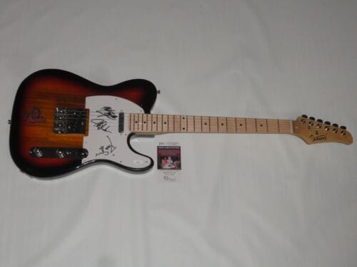 SLAUGHTER SIGNED ELECTRIC GUITAR MARK SLAUGHTER DANA STRUM JEFF BLAND 3X JSA COA COLLECTIBLE MEMORABILIA