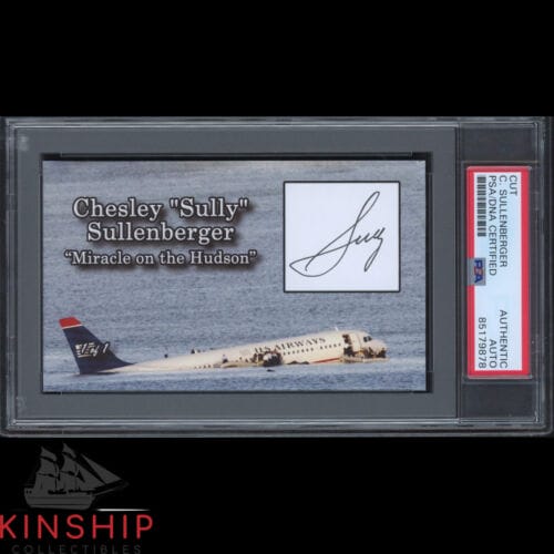SULLY SULLENBERGER SIGNED 3×5 CUSTOM CARD CUT PSA DNA SLABBED AUTO C2643 COLLECTIBLE MEMORABILIA