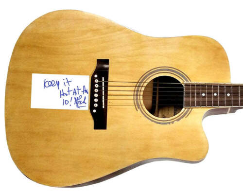 TECK HOLMES MTV PERSONALITY AUTOGRAPHED ACOUSTIC GUITAR COLLECTIBLE MEMORABILIA