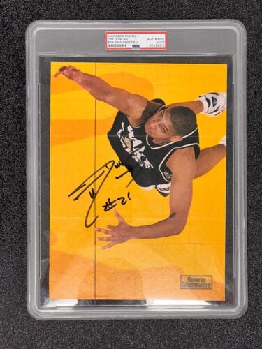 TIM DUNCAN SIGNED 8×10 PHOTO PSA ENCAPSULATED AUTO COLLECTIBLE MEMORABILIA