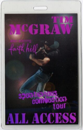 TIM MCGRAW 1996 SPONTANEOUS COMBUSTION TOUR ALL ACCESS LAMINATED BACKSTAGE PASS COLLECTIBLE MEMORABILIA