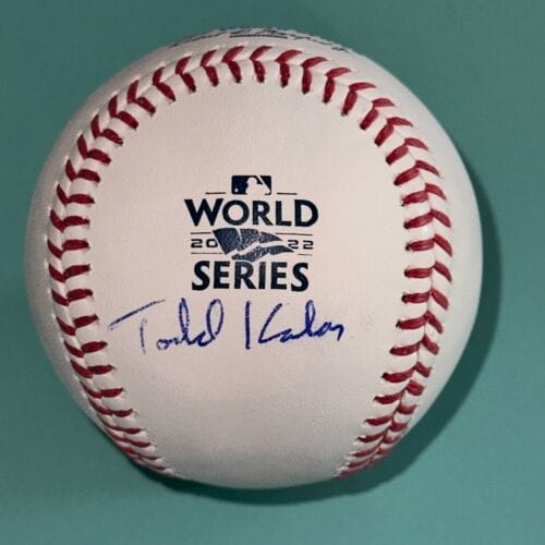 TODD KALAS (ASTROS) SIGNED OFFICIAL 2022 WORLD SERIES BASEBALL BECKETT (BAS) COLLECTIBLE MEMORABILIA