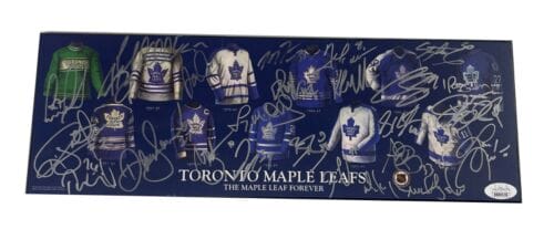 TORONTO MAPLE LEAFS STARS & GREATS 15.25×5.25 PLAQUE SIGNED BY 24 JSA LOA COA COLLECTIBLE MEMORABILIA