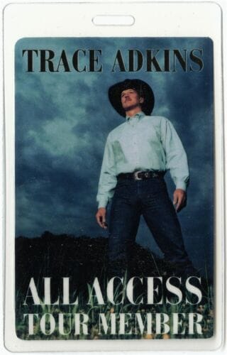 Trace Adkins 1998 Big Time concert tour collectible Laminated Backstage ...