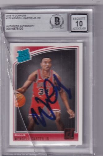 WENDELL CARTER JR signed (2018-19 DONRUSS) Rookie BULLS card BECKETT BAS AUTO 10