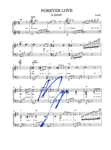 YOSHIKI HAYASHI X JAPAN SIGNED AUTOGRAPH FOREVER LOVE SHEET MUSIC – VERY RARE! COLLECTIBLE MEMORABILIA